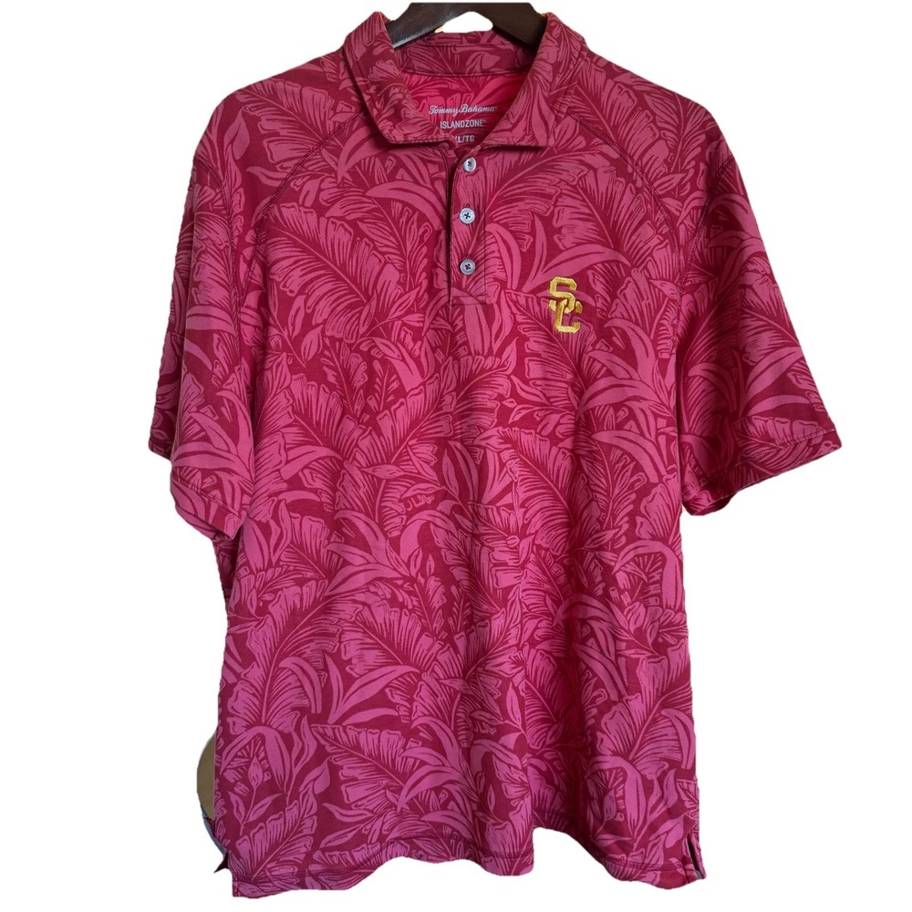 USC Trojans Tommy Bahama Polo Shirt Mens XL Hawaiian Red‎ Traveler Island Zone
